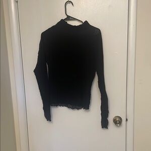 Disturbia Black Sheer Long Sleeve Lettuce Edge Top